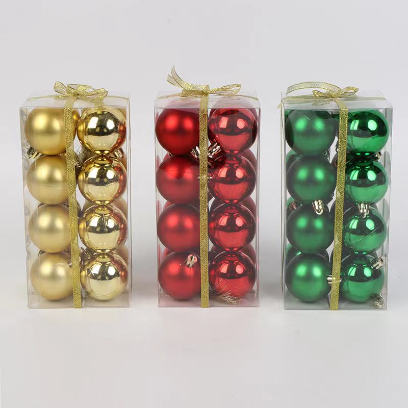 Jõulude seeria 4,5 cm jõuluehete komplekt (16 tk) (3 erinevat mudelit: punane, roheline, kuldne)