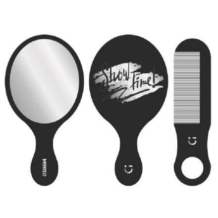 Taskupeegli ja kammi komplekt (Classic Black White)