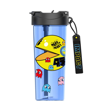 Joogipudel plastist kahe joogitilaga 650 ml PAC-MAN